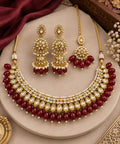 Gold & Maroon Bridal Jewelry Set