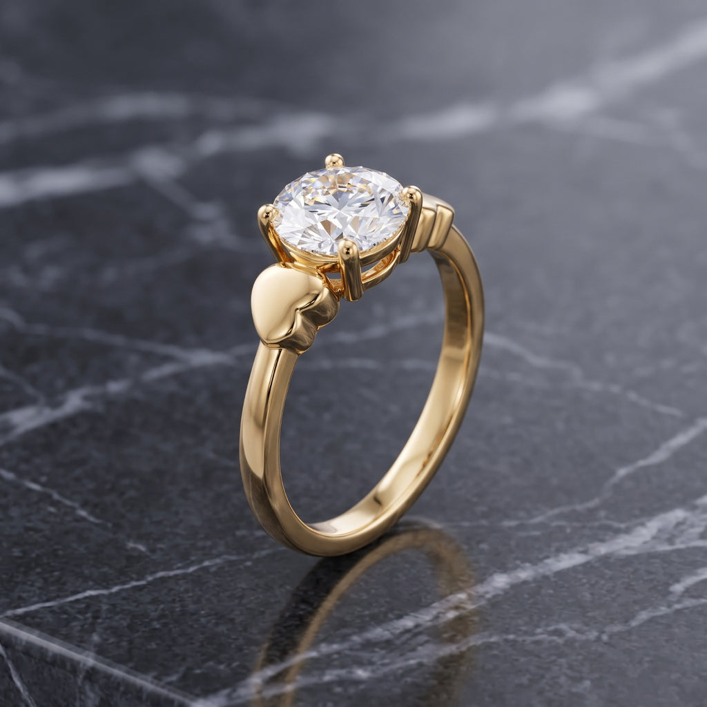 Golden Heart Solitaire Ring