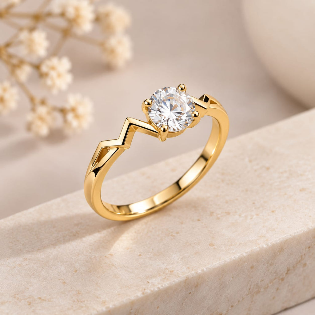 Golden Solitaire Elegance Ring